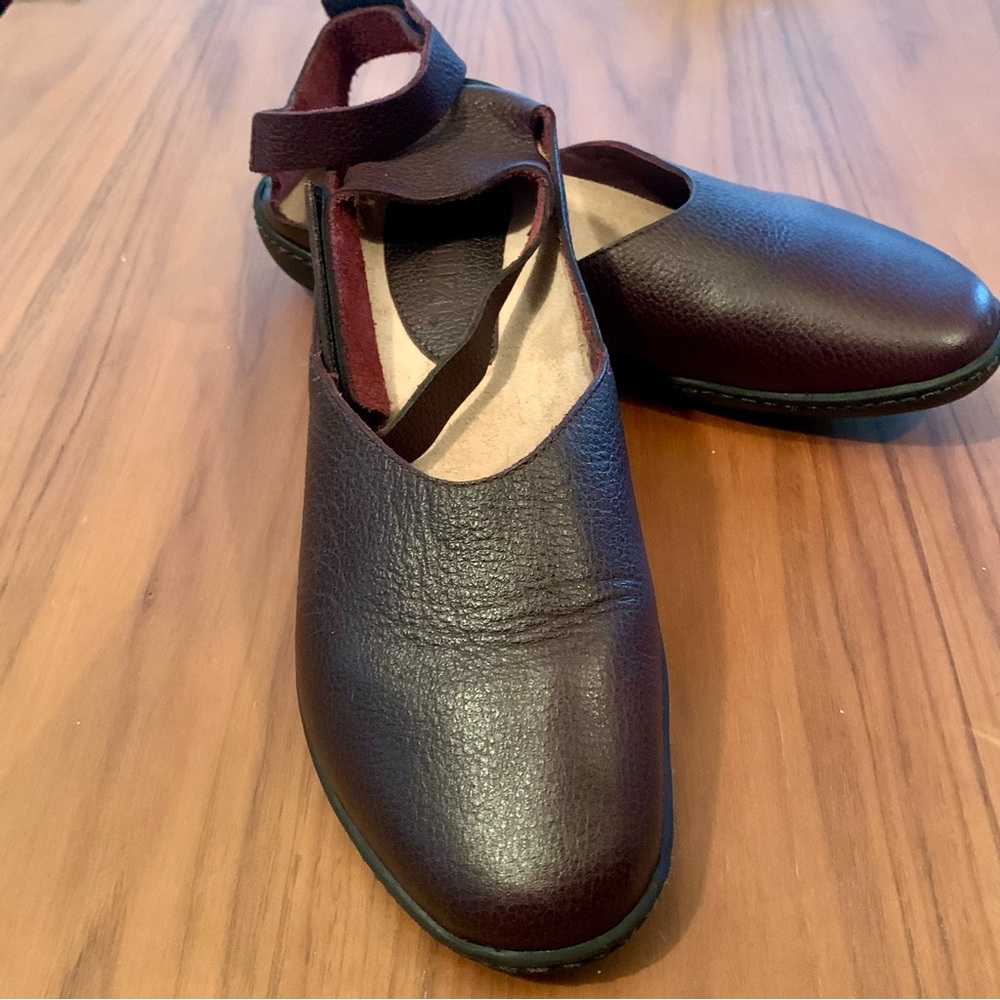 Dark Brown Leather Mary Jane Flats | size 40